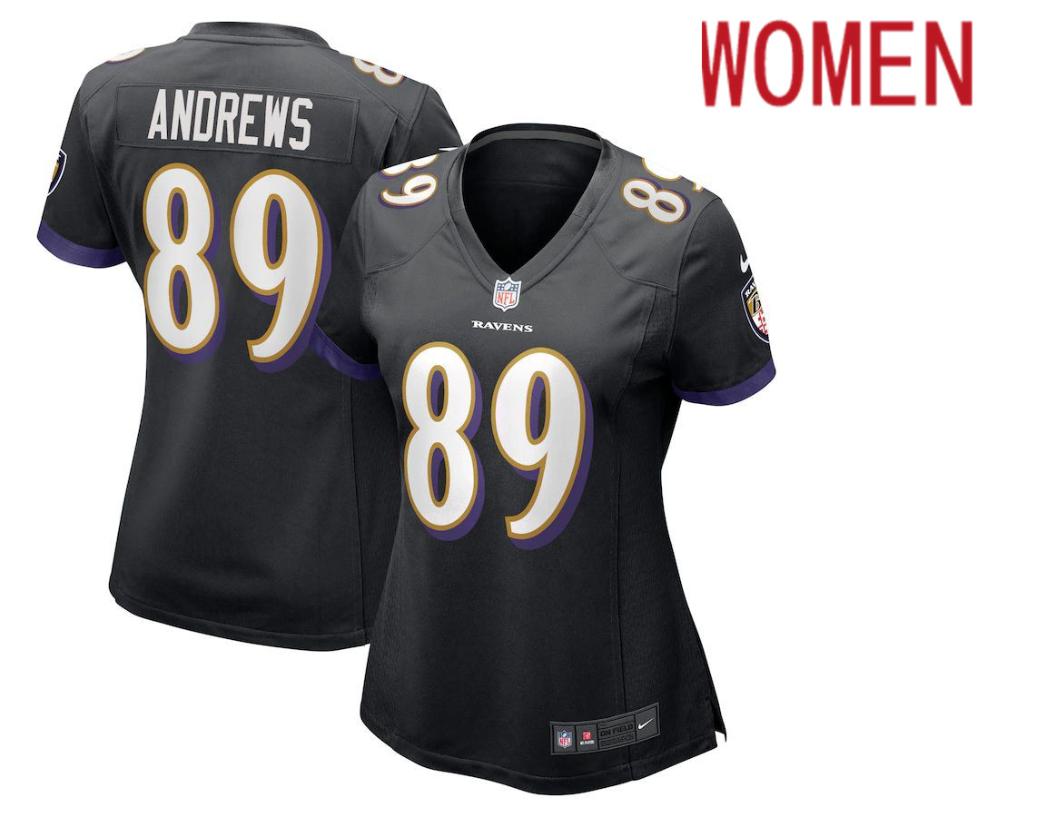 Women Baltimore Ravens #89 Mark Andrews Nike Black Game NFL Jersey->women nfl jersey->Women Jersey